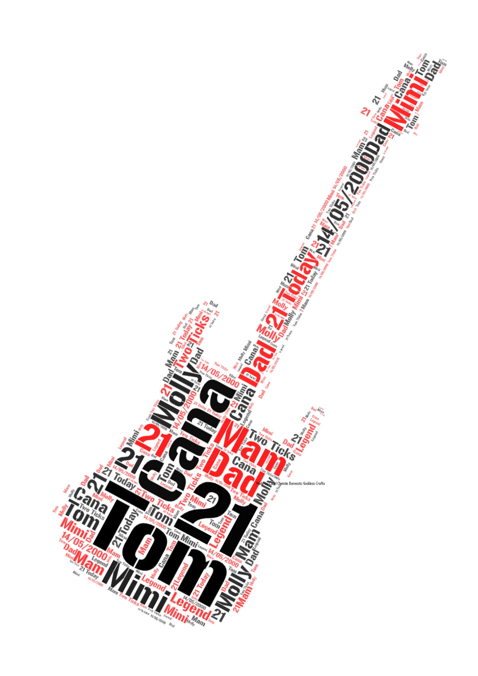 Personalised Guitar Print Guitar Word Collage Guitar Word Etsy