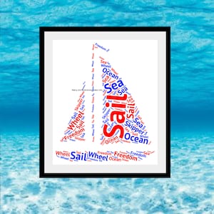 Sailboat Word Art, Personalised Sailboat Print, Boat Word Art, Personalised Boat Print, Boat ...