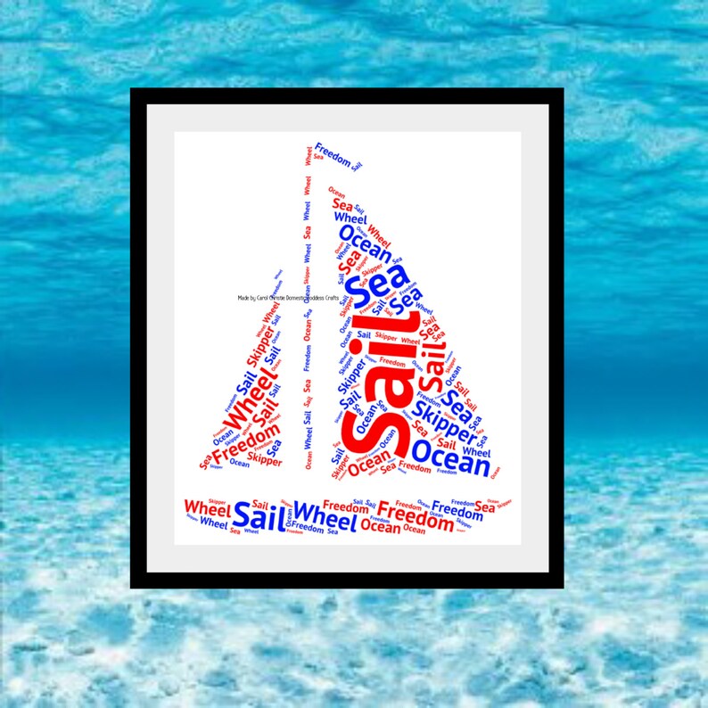 Sailboat Word Art, Personalised Sailboat Print, Boat Word Art