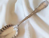 1800s Silverplate Shell Casserole Spoon 8 1 2 quot - Tuxedo Pattern 1890 by Rogers - Victorian Server