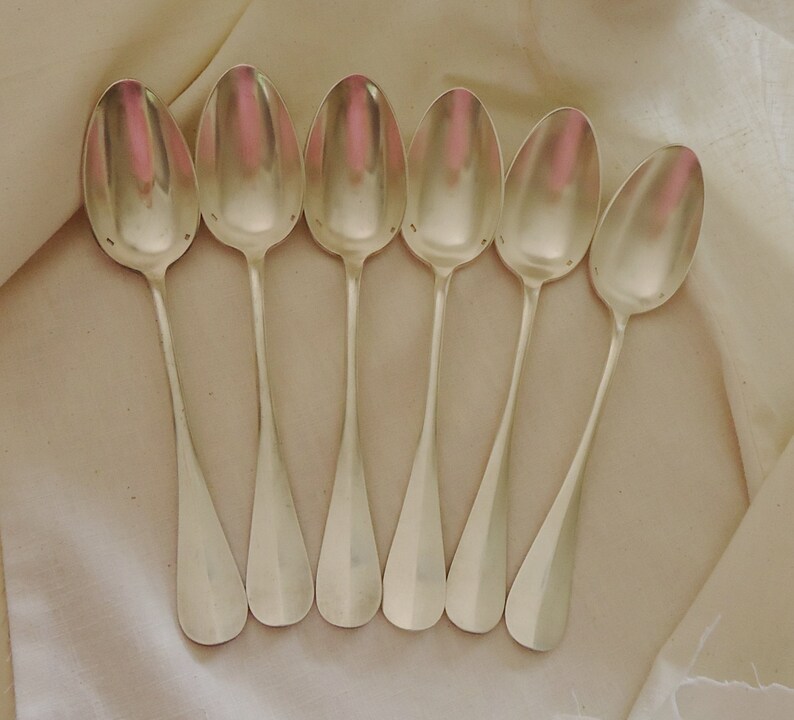 Set of 6 French Silverplate Tablespoons 8 12 Ravinet d/'Enfert