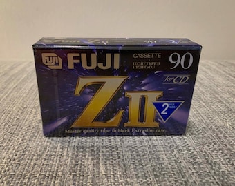 Sealed Fuji ZII 90 Type II High Bias Cassette Tapes - 2 Pack - Black Extraslim Case - Vintage New Old Stock - Chrome Grade Audio