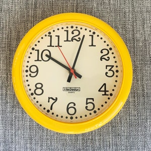 InterDesign Quartz Clock - Yellow Wall Clock - Kitchen Dorm Office Clock