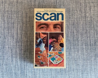 Vintage 1970s Parker Brothers Scan Game – Split Second Matching, Complete Set, Retro Family Fun, MCM Design Lover Gift