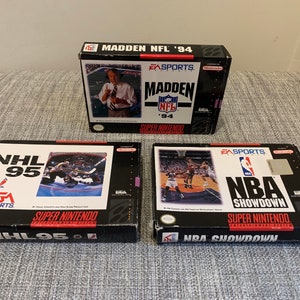 SNES Sports Game Lot | Madden 94, NBA Showdown, NHL 95 | Super Nintendo Game Bundle | Retro 90s Sports Cartridge Set