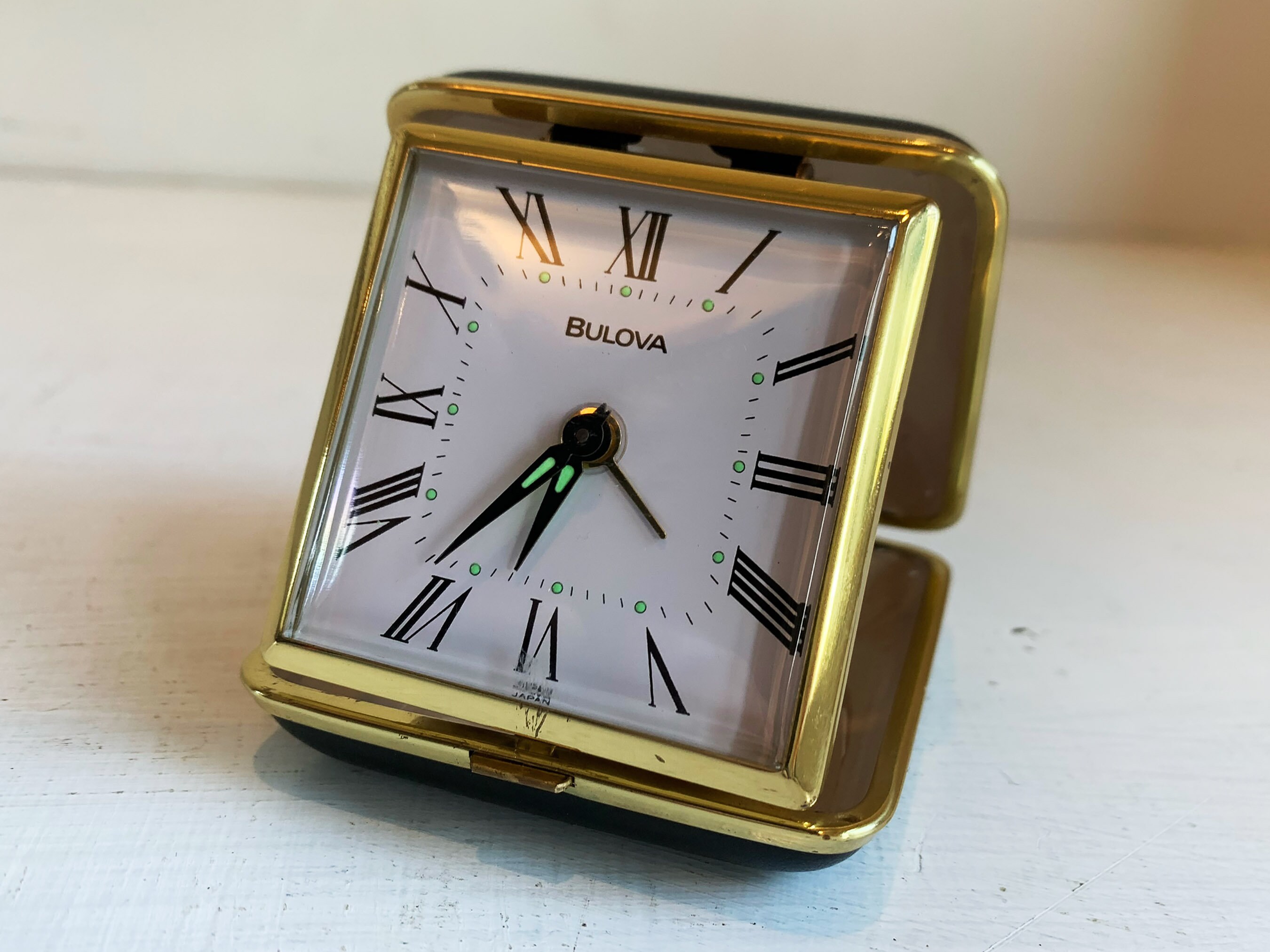 Vintage Bulova Travel Alarm Clock 1980s Brass Alarm Clock Etsy