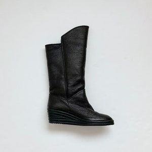 80s black winter boots vintage fleece lined boots womens charles jourdan