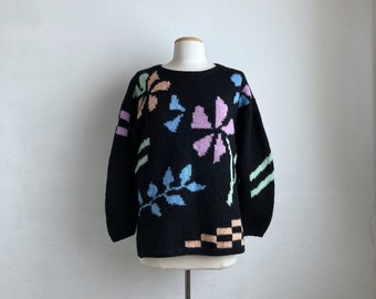 80s abstract sweater vintage black 80s sweater