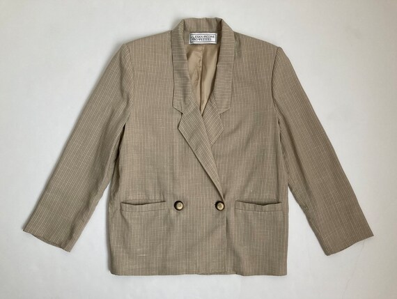 linen 70s blazer vintage beige blazer womens smal… - image 3