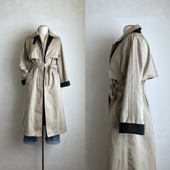 khaki 80s trench coat womens belted trench vintage