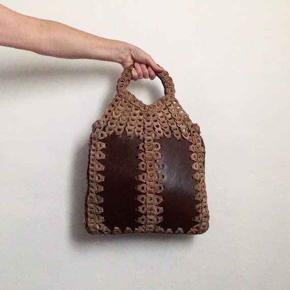 boho 70s hippie purse vintage 70s brown leather ba
