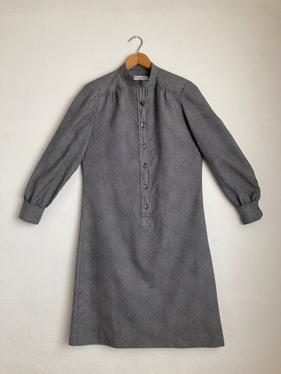 long sleeve 70s dress vintage 60s shift dress gray - image 7