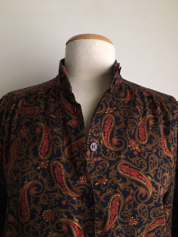 80s paisley dress vintage drop waist dress with b… - image 3