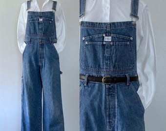 90s calvin klein wide leg denim overalls vintage distressed Y2K baggy jeans