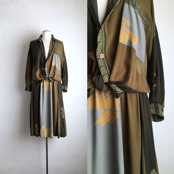 80s abstract skirt set vintage oversized 80s dress