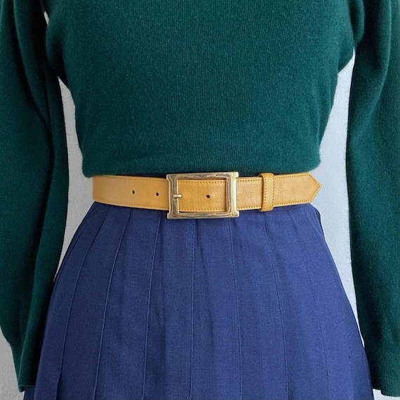 gold tone buckle 90s belt vintage pant belt womens