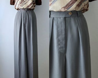 80s vintage armani gray pleated pants vintage wide leg trousers womens 1980s