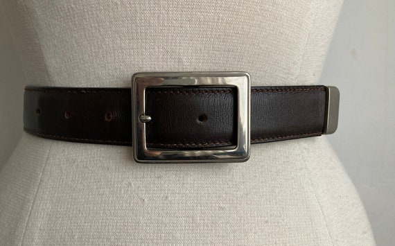 dark brown belt mens vintage 90s designer belt ve… - image 2