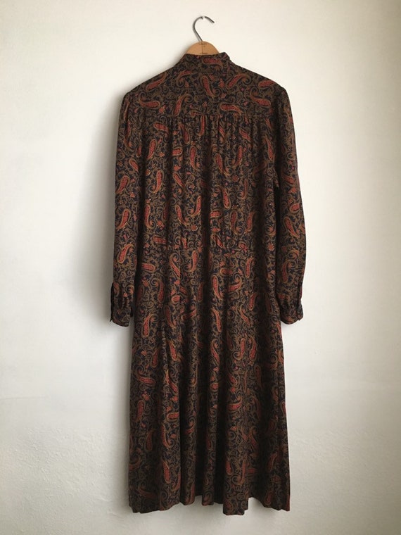 80s paisley dress vintage drop waist dress with b… - image 9