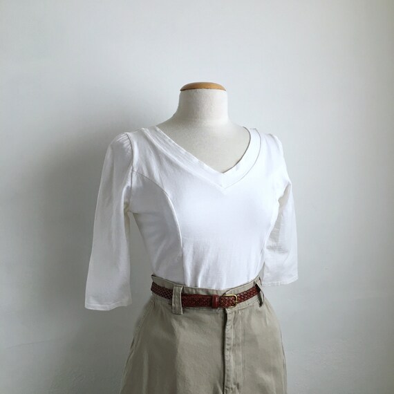 fitted white 90s top vintage white fitted t shirt