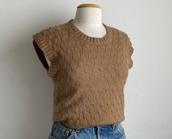 80s sweater vest vintage wool vest womens hand kn… - image 2