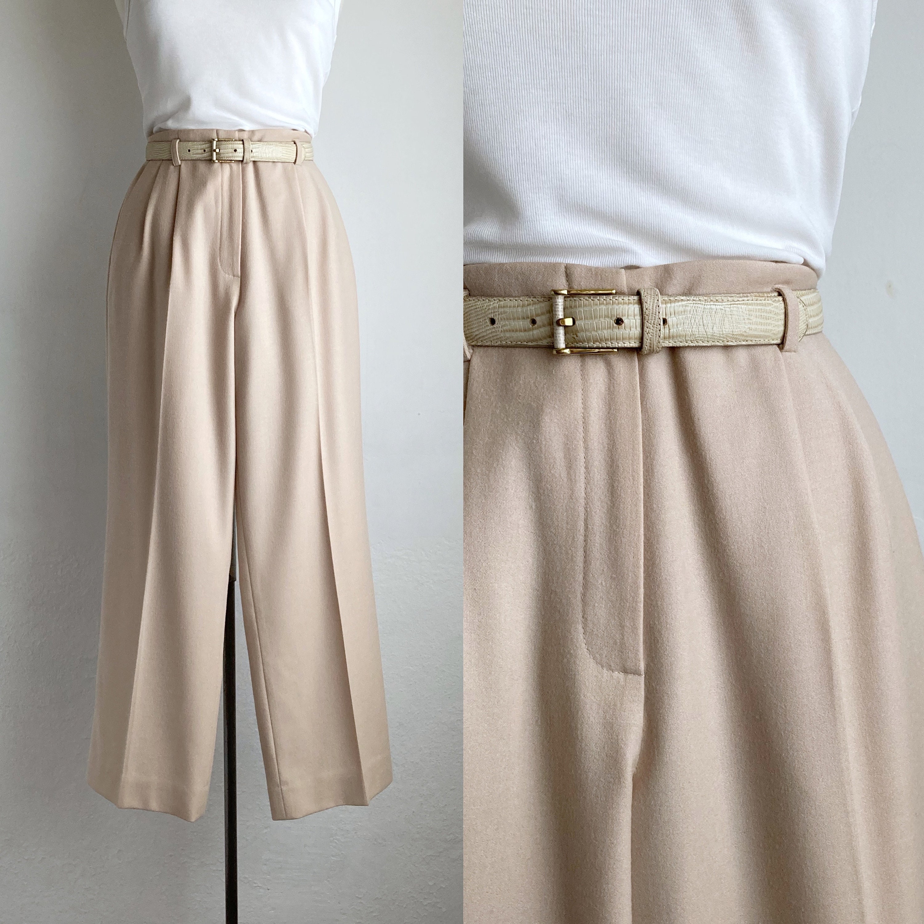 Women's White Pants off White Stretchy Zipper Belt Stylish Excellent  Condition Vintage by Designer Brand ALFANI Size 14 