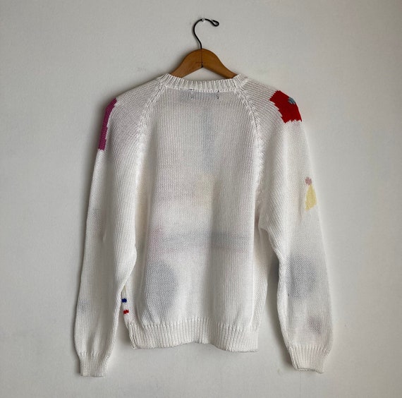 abstract 80s sweater vintage white sweater 1980s - image 7