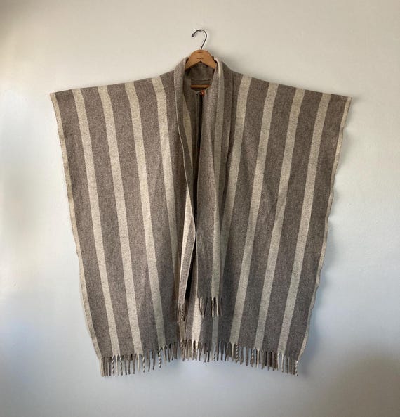 1970s Blue Striped Poncho