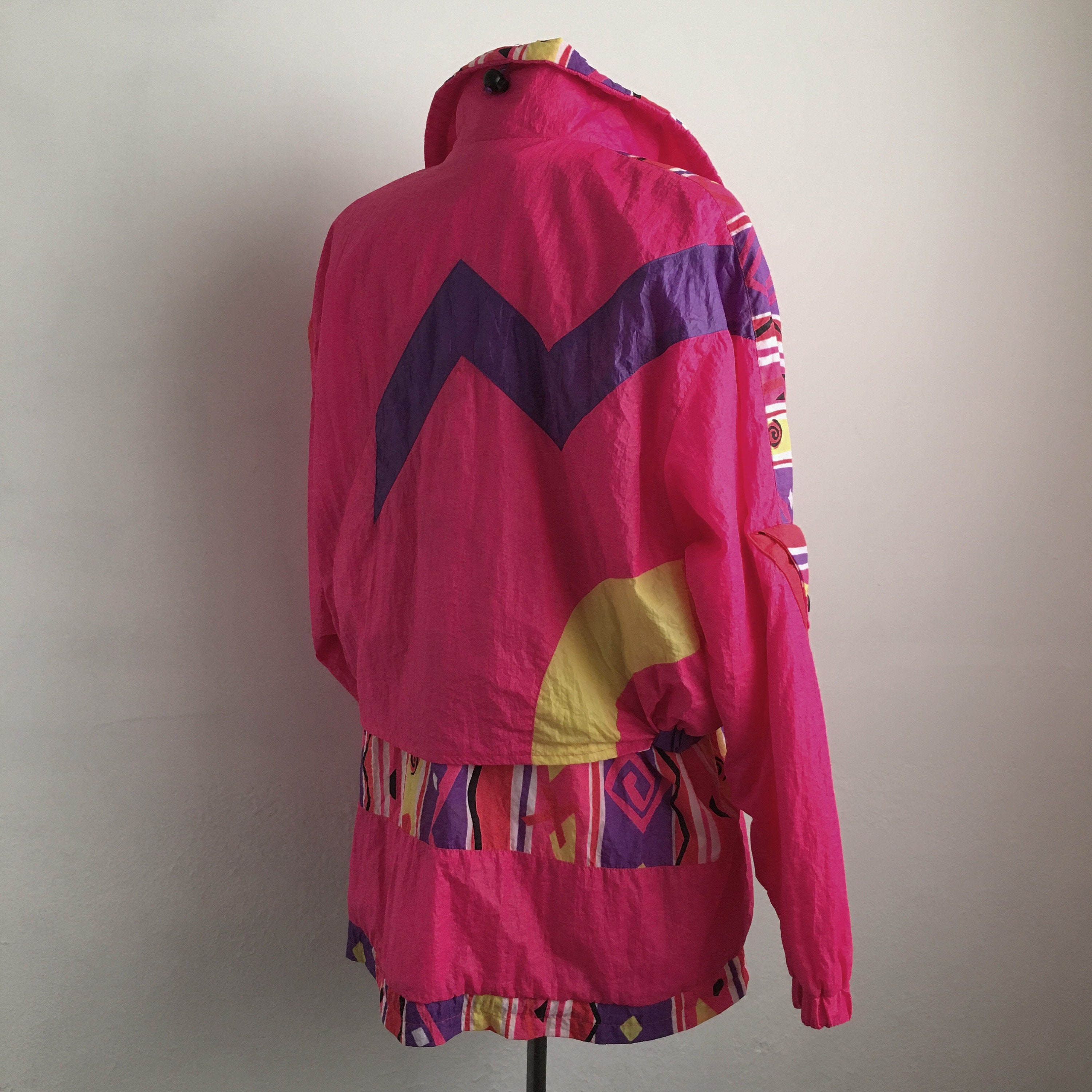80s windbreaker vintage 1980s wind breaker jacket abstract hot | Etsy