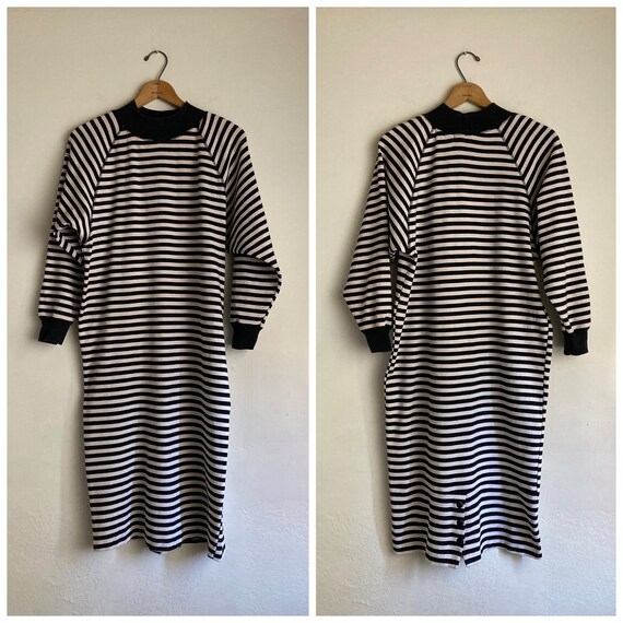 80s t-shirt dress vintage striped long tshirt dre… - image 7