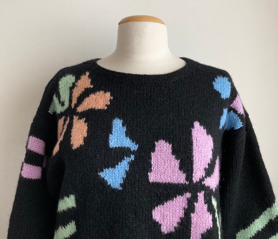 80s abstract sweater vintage black 80s sweater - image 7