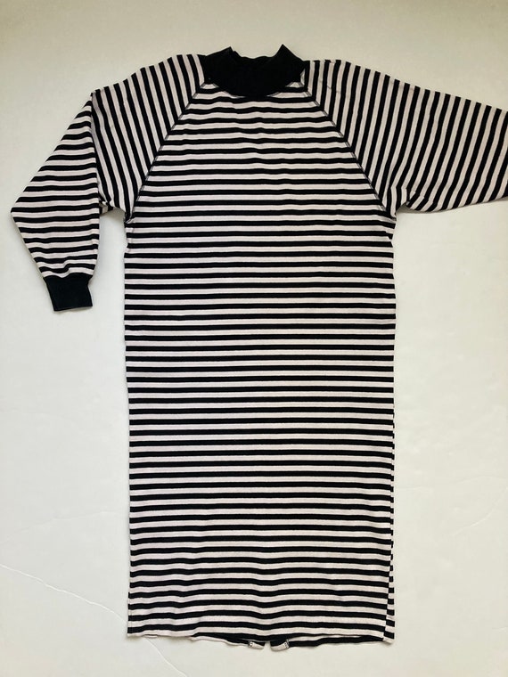 80s t-shirt dress vintage striped long tshirt dre… - image 3