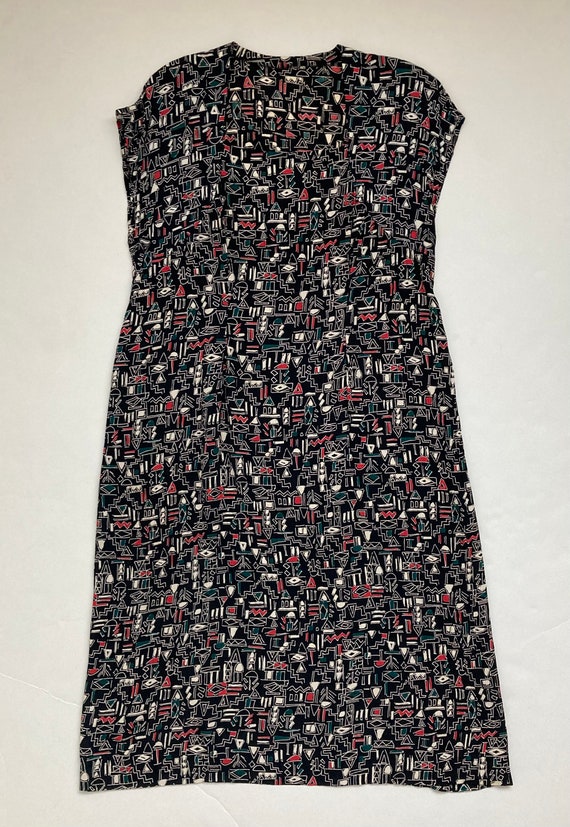 rayon 40s dress vintage 1940s dress black print - image 8