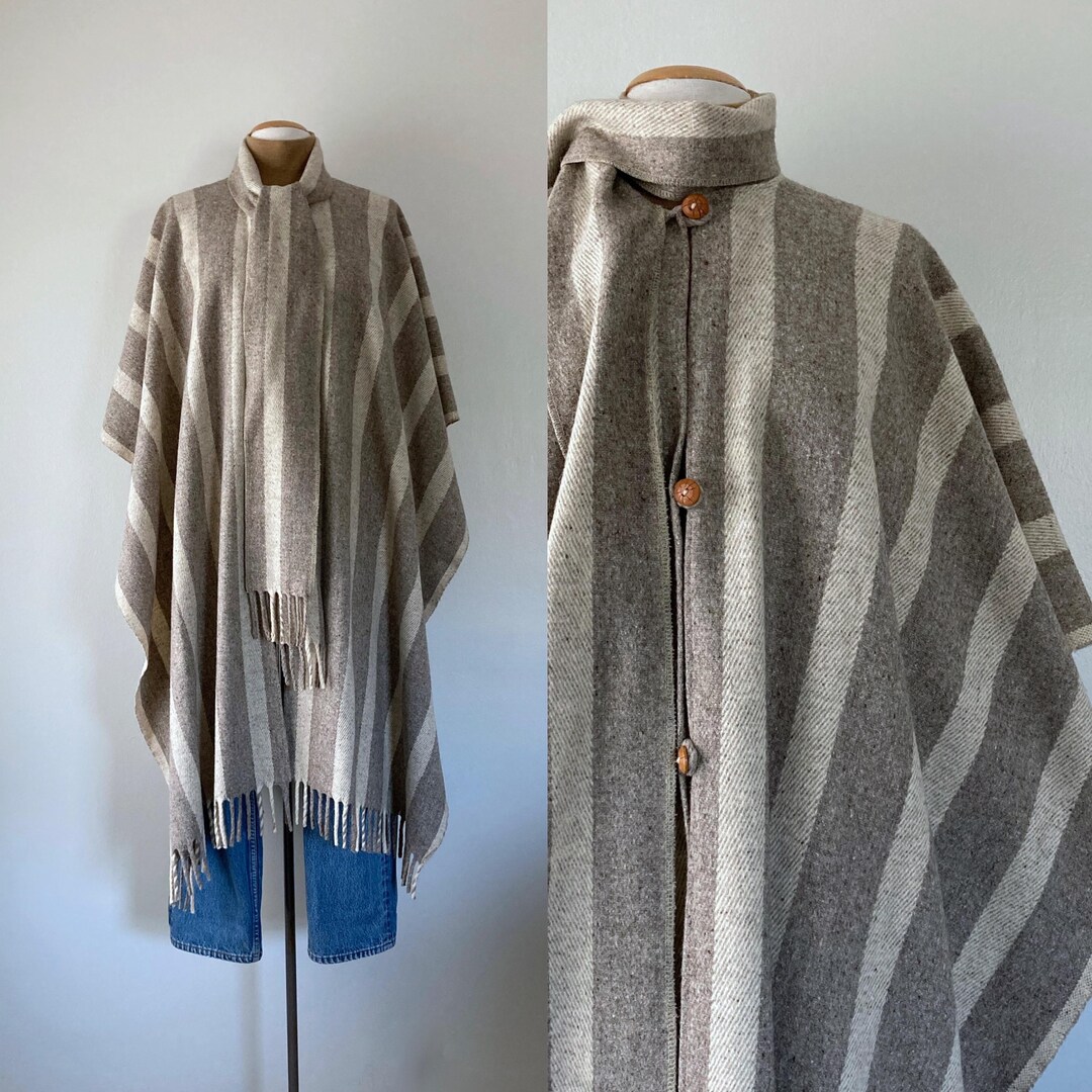 70’s Green and Red Multicolor Tartan Plaid Wool Poncho by Pioneer Wear
