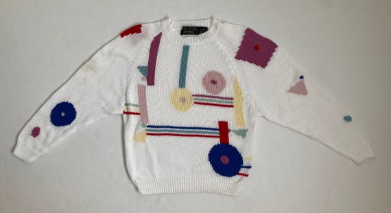 abstract 80s sweater vintage white sweater 1980s - image 4