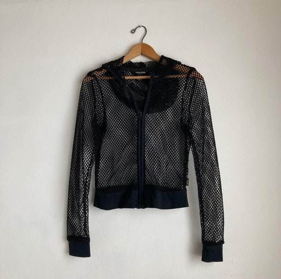 black mesh top vintage Y2K sheer tops womens 90s … - image 8