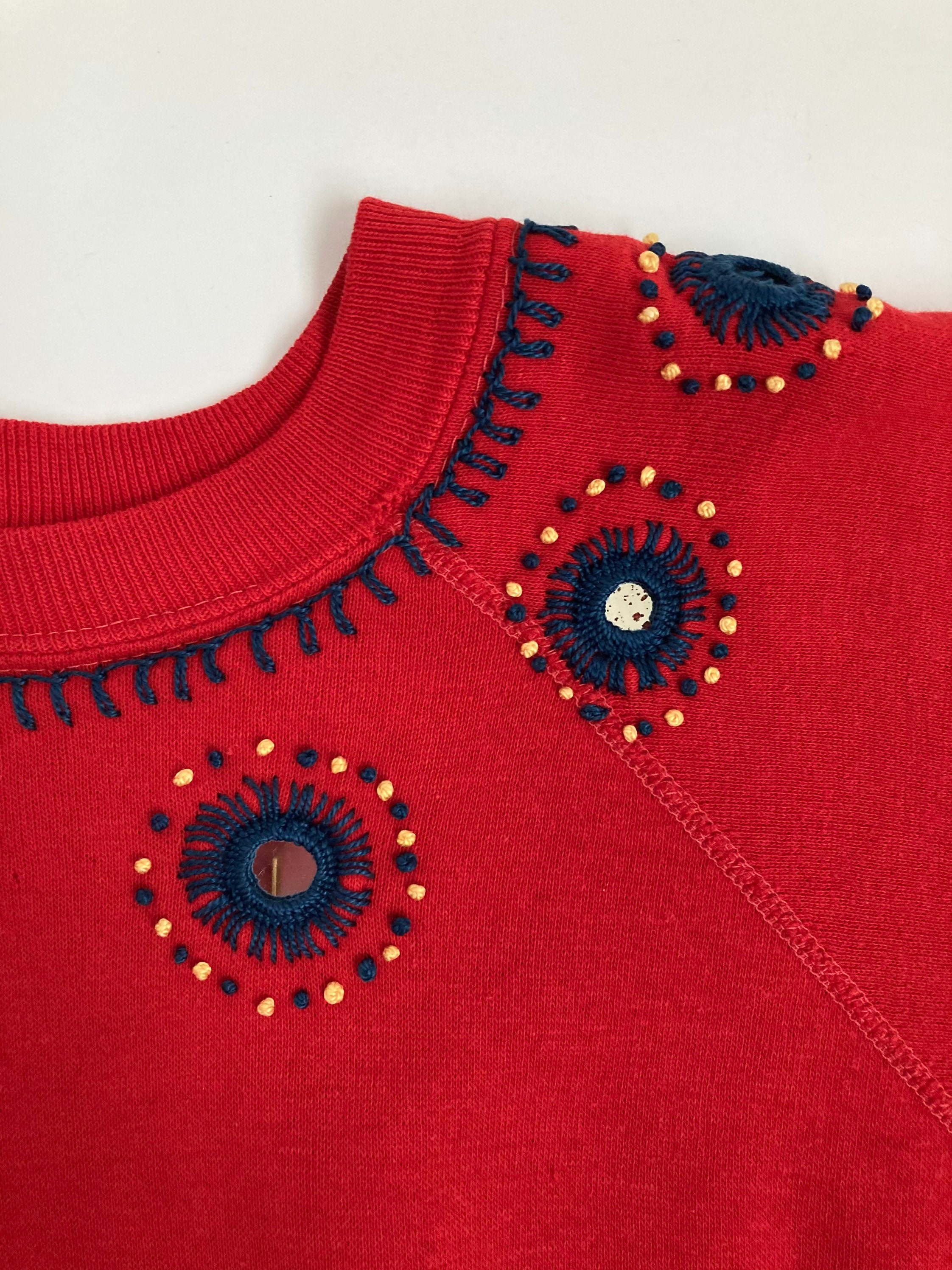 70s Red Sweatshirt Vintage Raglan Sleeve Sweat Shirt 1970s 