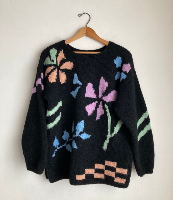 80s abstract sweater vintage black 80s sweater - image 8