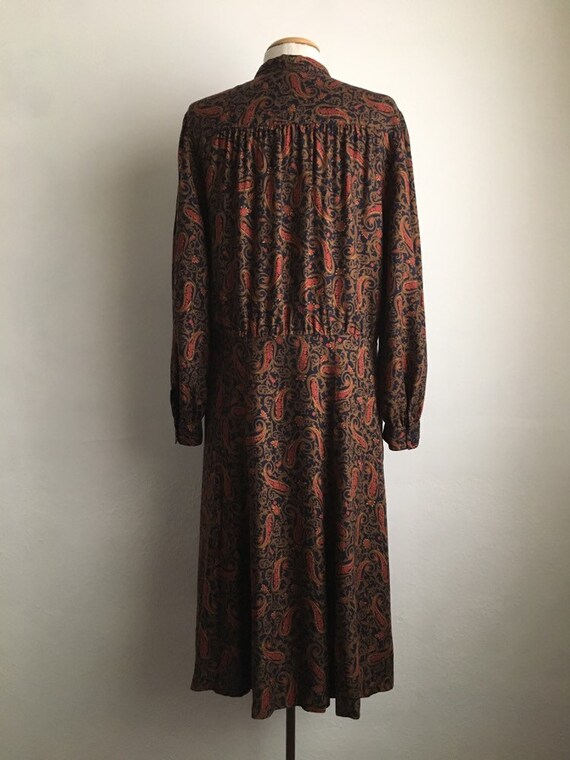 80s paisley dress vintage drop waist dress with b… - image 5