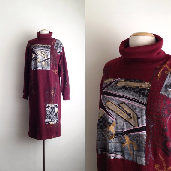 abstract 80s dress midi artwear long t shirt dress