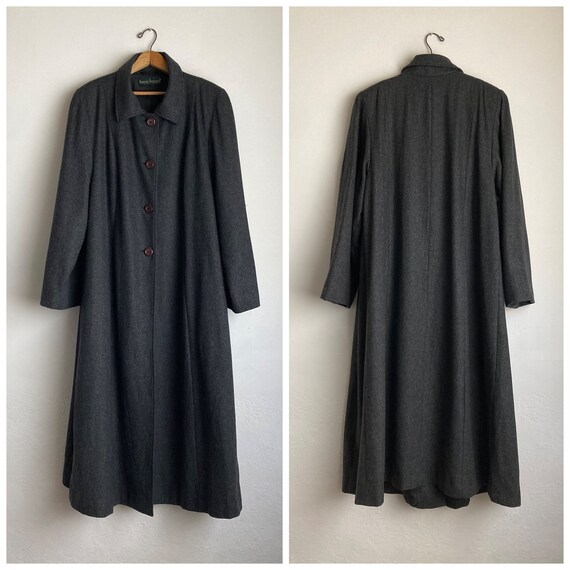 long 80s coat vintage gray coat womens maxi overc… - image 5