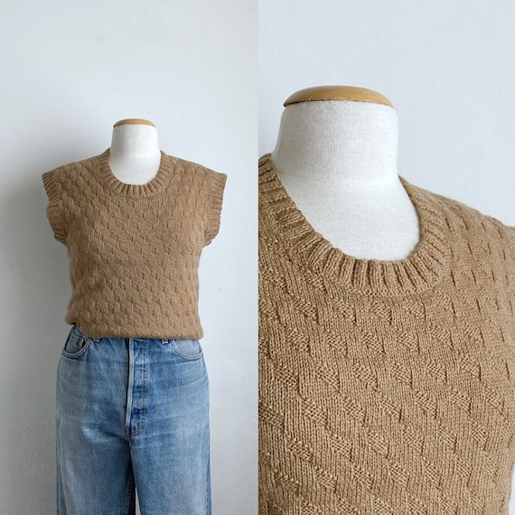 80s sweater vest vintage wool vest womens hand kn… - image 1