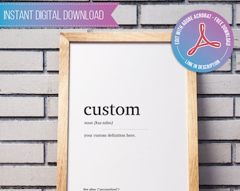 IMPRIMIBLE PERSONALIZADO DIGITAL - Definición personalizada - Minimalista - Decoración del hogar - Personalizado