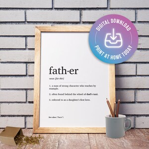 FATHER DEFINITION PRINTABLE  |  Homemade Wall Decor  |  Definition  |  Father&#39;s Day Gift  |  Minimal  |  Home Decor