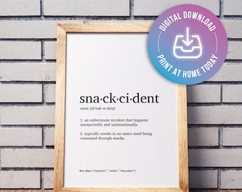 DEFINICIÓN DE SNACKCIDENT IMPRIMIBLE / Decoración de pared casera / Definición / Regalo / Minimalista / Decoración del hogar