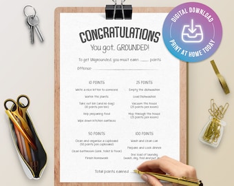 IMPRIMIBLE - ¡Te castigaron! Lista de verificación - Cómo liberarte del castigo - Motivación - Lista de verificación - Gana puntos - ProParenting
