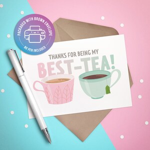 Bedankt voor mijn BEST-TEA! Wenskaart - Grappig - Theekopjes - Koffie - Vrienden - Besties - BFF - Verjaardag - Bedankt