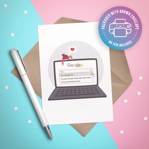Google-y Eyes Search Engine Résultats Carte de voeux - Funny - Geeky Couple - Valentines - Anniversaire - Amour