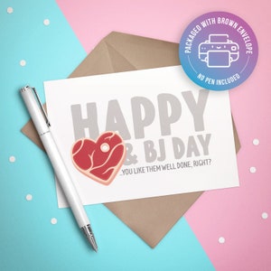 Steak & BJ Day Greeting Card - Foodie Couple - Divertido para novio - San Valentín - Aniversario - Amor