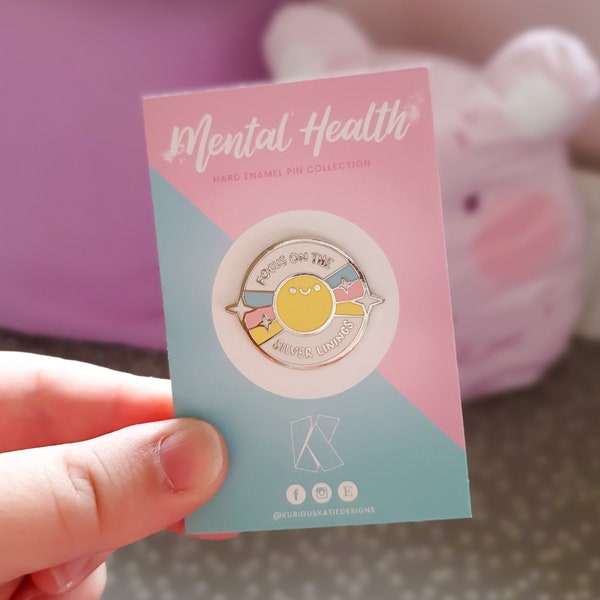 Skup się na pozytywnych stronach - szpilka emaliowana - odznaka na klapę - akcesorium na rzecz świadomości zdrowia psychicznego